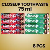 Close Up Toothpaste With Antibacterial Mouthwash & Microshine Crystals,75ml(PACK OF 8)