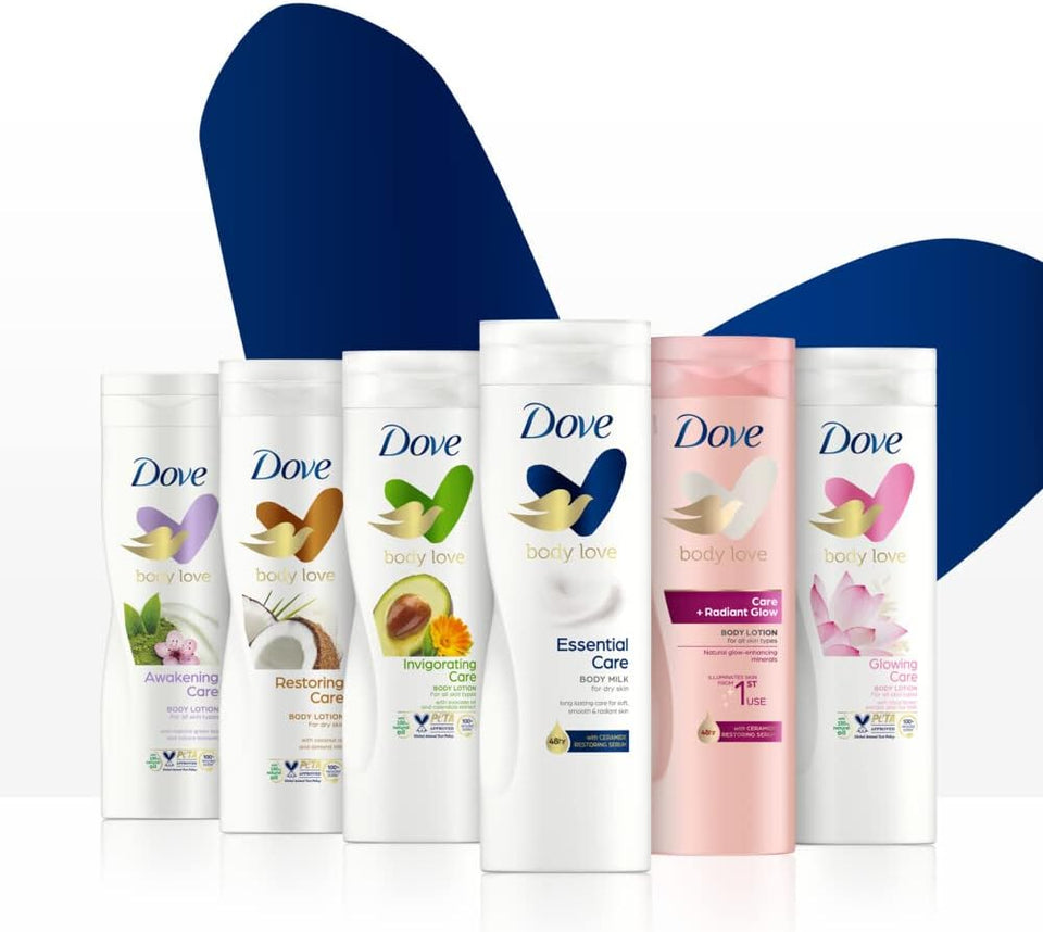 Dove Body Love Body Milk Lotion, for dry skin, Essential Care, for long lasting smooth and radiant skin, 400ml