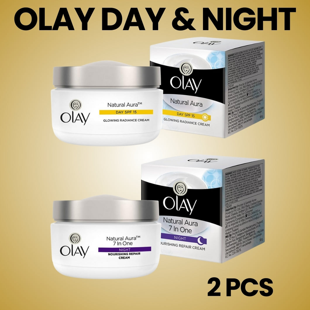 Olay Natural White Day Cream + Night Cream, 50 g (Pack of 2)