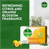 Dettol Fresh Anti-Bacterial Bathing Soap Bar, Citrus & Orange Blossom Fragrance, 165G - Pack Of 4