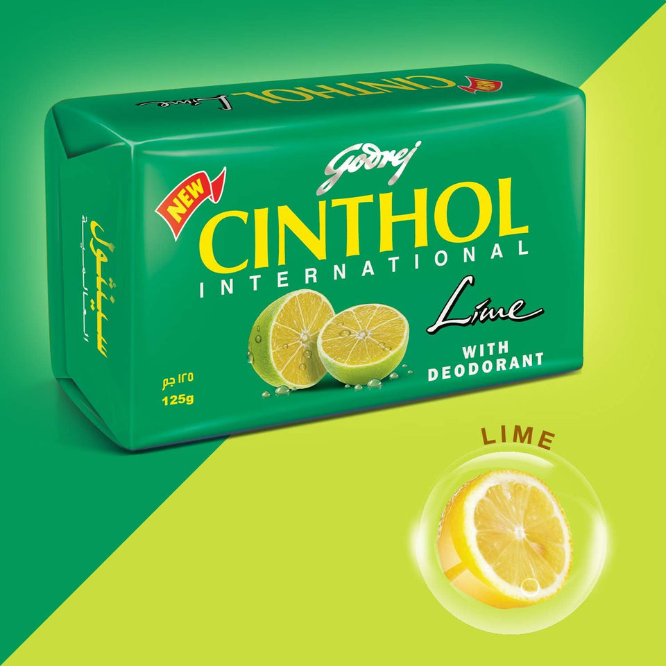 Cinthol Lime Bath Soap – 99.9% Germ Protection, 125g (Pack of 6)