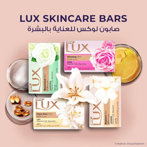 LUX Bar Soap, for flaw-less skin, Lily, with Vitamin C, E, and Glycerine, 120g x 6