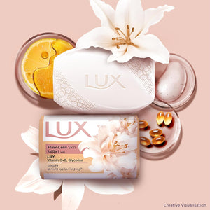 LUX Bar Soap, for flaw-less skin, Lily, with Vitamin C, E, and Glycerine, 120g x 6