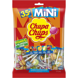 Chupa Chups Mini Lollipop Candy Assorted Flavors Bag 35Pcs